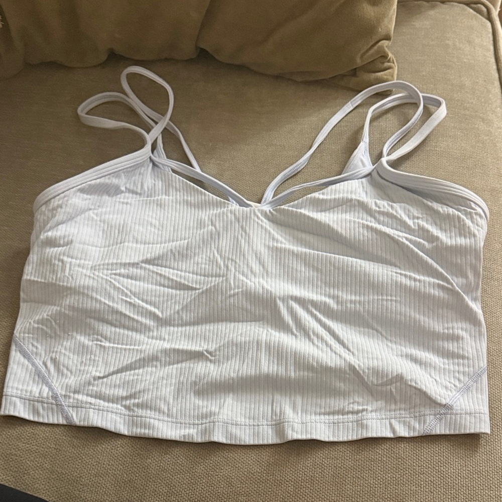 Like NEW Lululemon light blue Strappy workout top